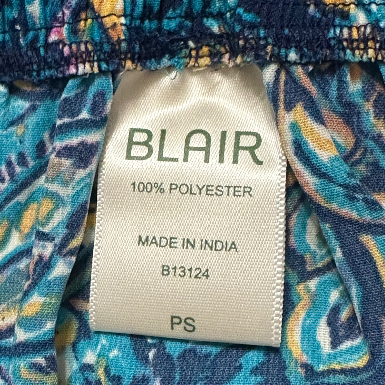 Blair Vintage Midi Skirt Paisley Print Blue Teal Elastic Waist Pockets Boho Ps — image 3 of 6